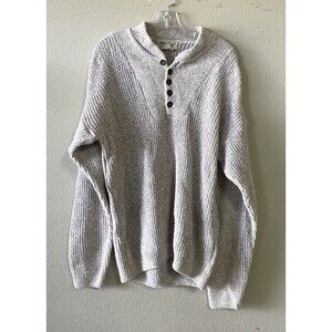 Eddie Bauer Sweater Men’s Small Beige 1/4 Button Chunky  Long Sleeve (Z27)